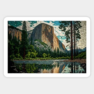 Mosaic Yosemite National Park Landscape | Half Dome | El Capitan Sticker